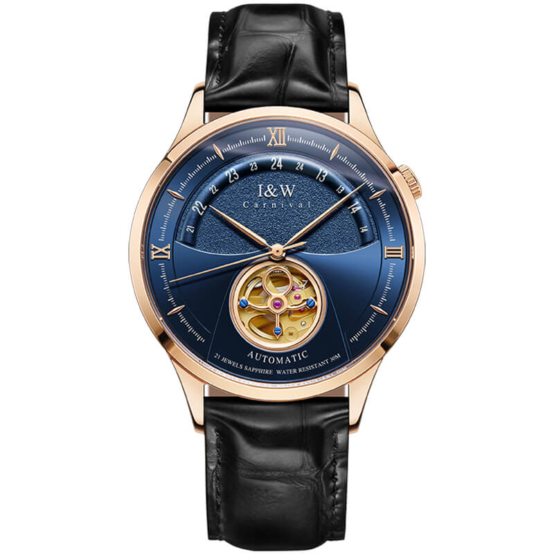 Đồng hồ nam chính hãng IW CARNIVAL IW525G-1 Kính sapphire ,chống xước,Chống nước ,Bảo hành 24 tháng,Máy cơ ,Dây da cao cấp,thiết kế lộ cơ thể thao