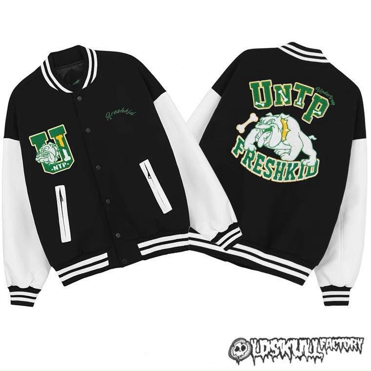 Áo Khoác Bomber Nỉ Ngoại Form Unisex Untp Chữ U Freshkid Siêu Cá Tính
