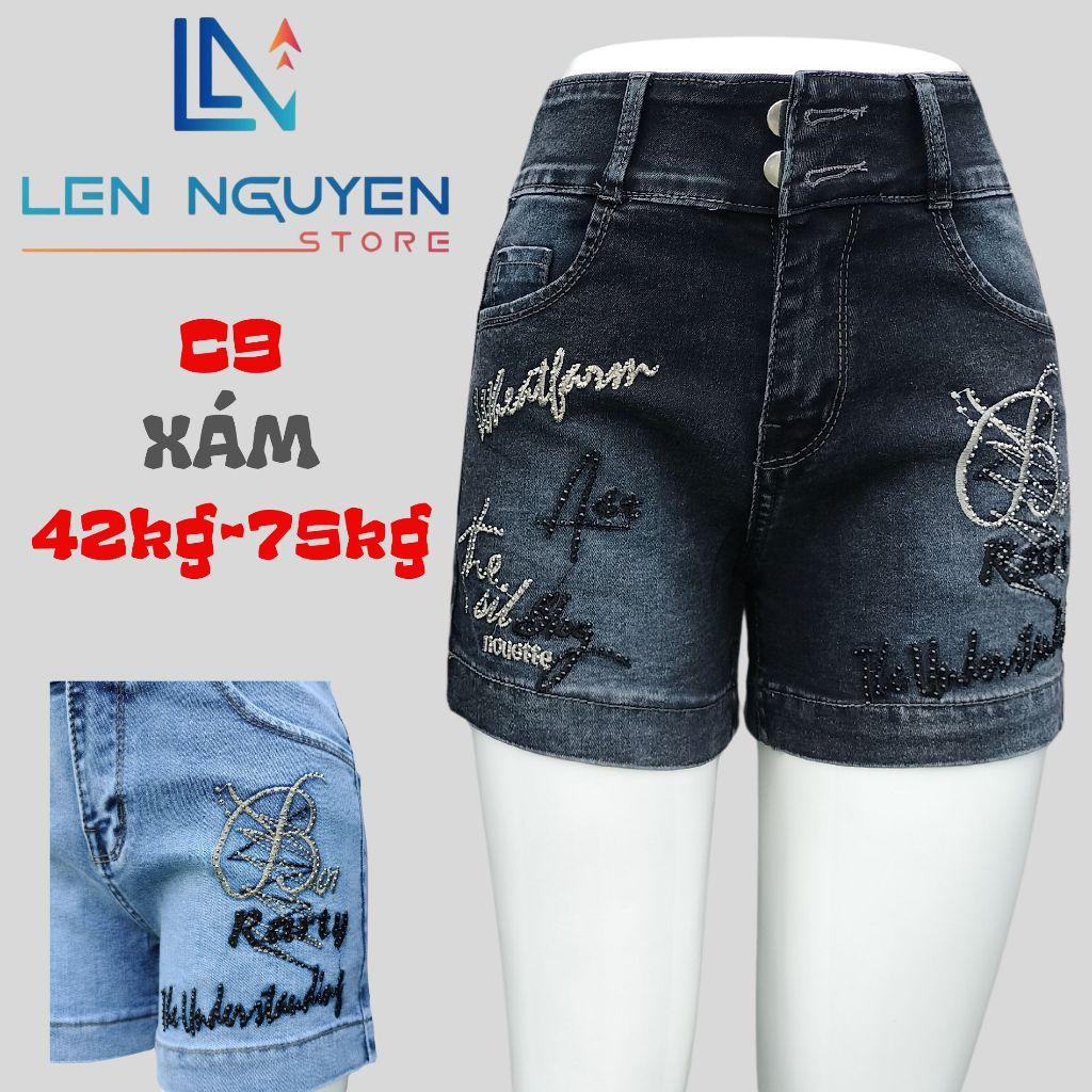 C9_Quần jean nữ, đùi, lưng cao, quần bò nữ dáng ôm, quần rin nữ có big size, cho 42kg đến 75kg,LEN NGUYEN STORE - Xanh Nhạt
