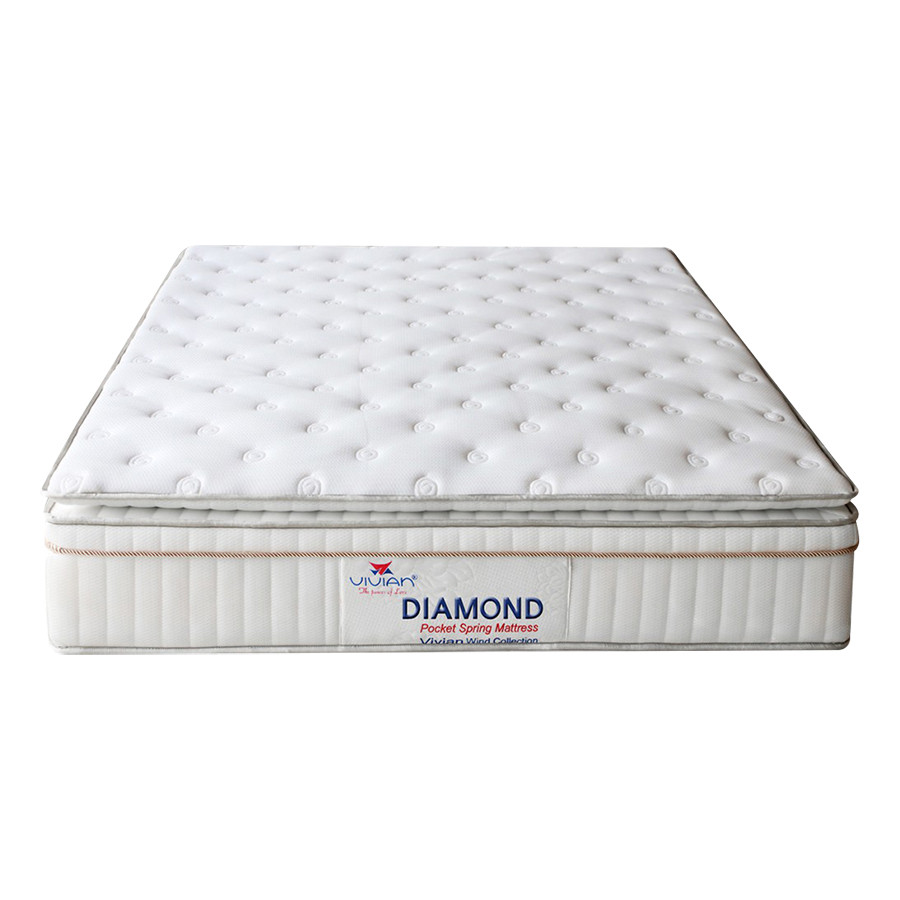 Nệm Lò Xo 3 Viền Túi 4D Diamond Vivian (1.2 x 2.0 x 0.35 m) - Trắng