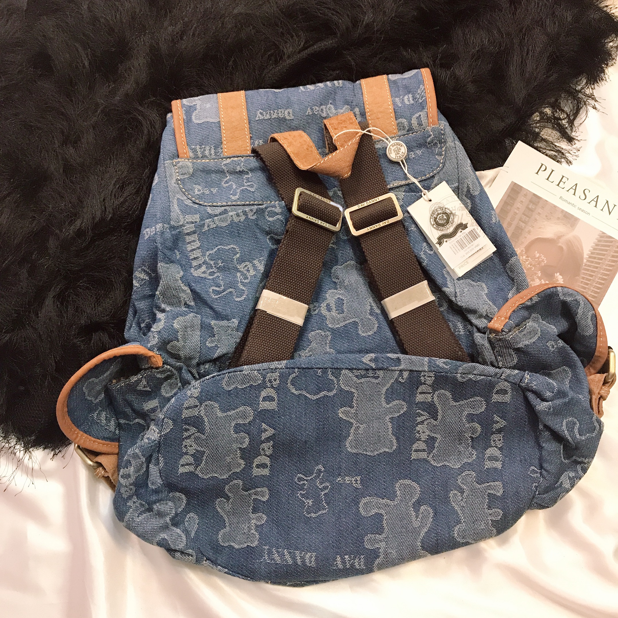 Balo thời trang nút gài thêu gấu Jean to nâu siêu xinh - DD186E857