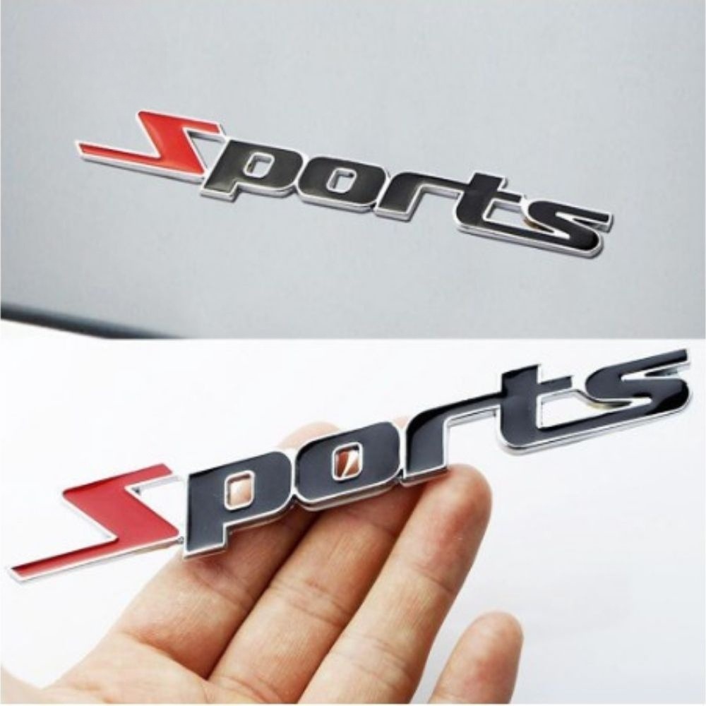 Logo kim loại chữ SPORTS trang trí ô tô xe máy