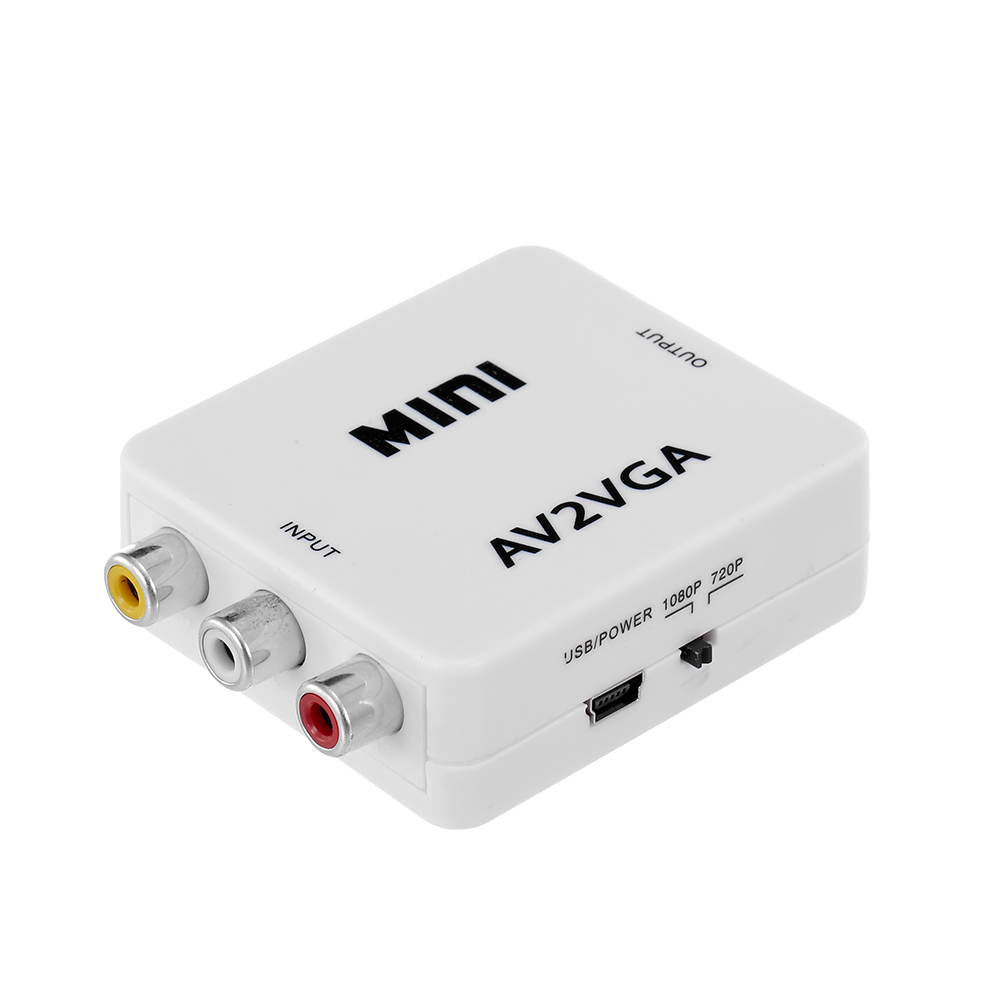 Bộ chuyển đổi AV sang VGA 1080P HD Mini VGA Converter Bộ chuyển đổi video ABS Shell cho STB / Máy tính