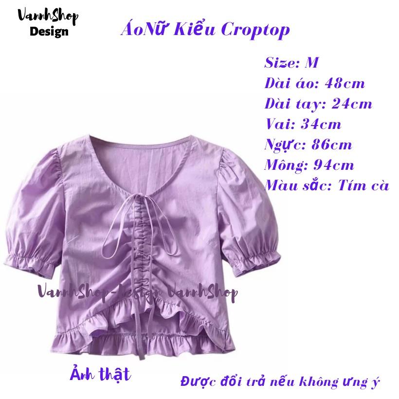 Áo Croptop New Design  Thiết Kế Cổ V ,Áo Nữ Xinh Đẹp Chất Vải Lụa ,Mặc Mát AO0003