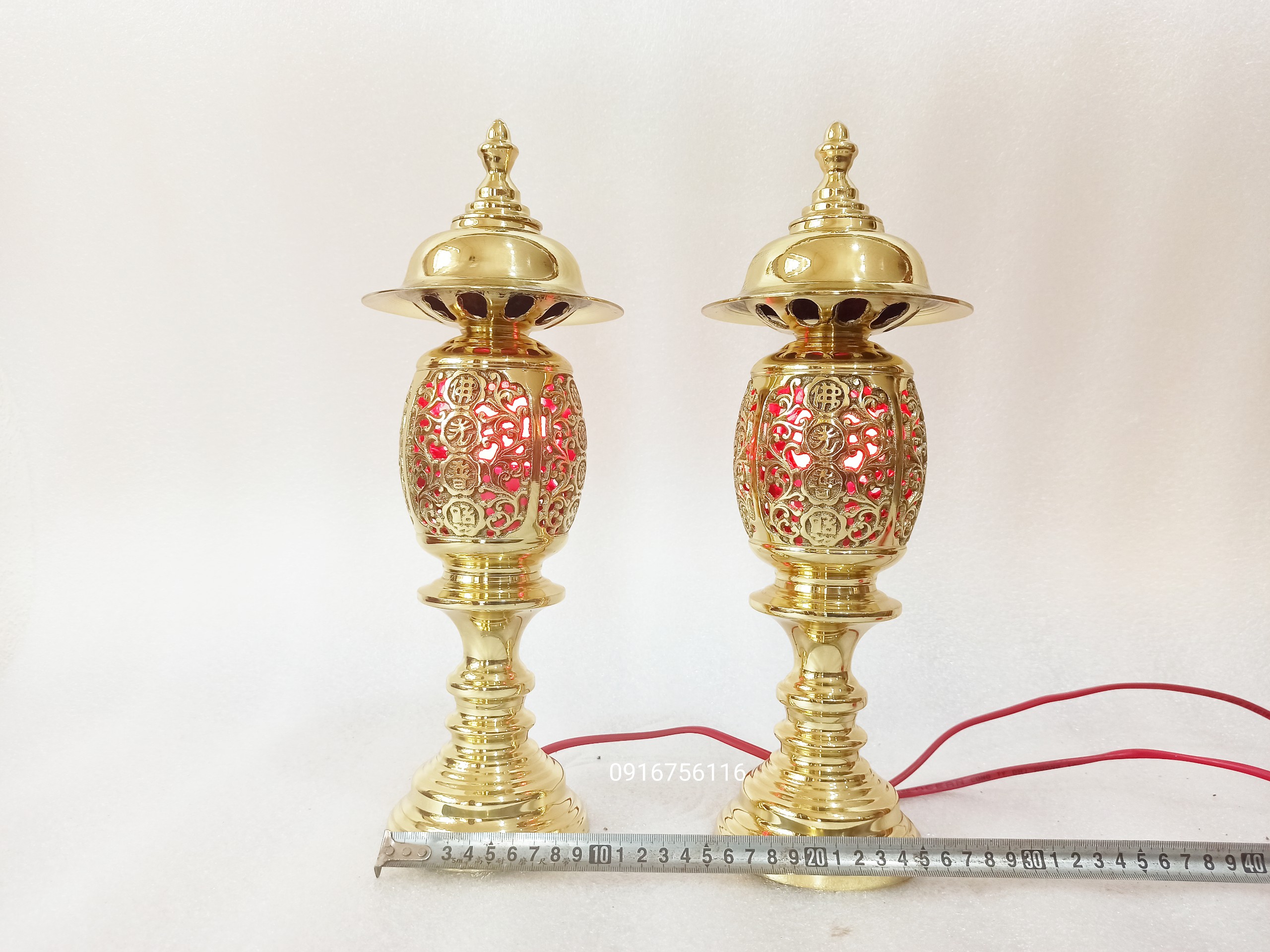 Đèn thờ, Đèn đồng 37cm, đèn thờ cúng bằng đồng