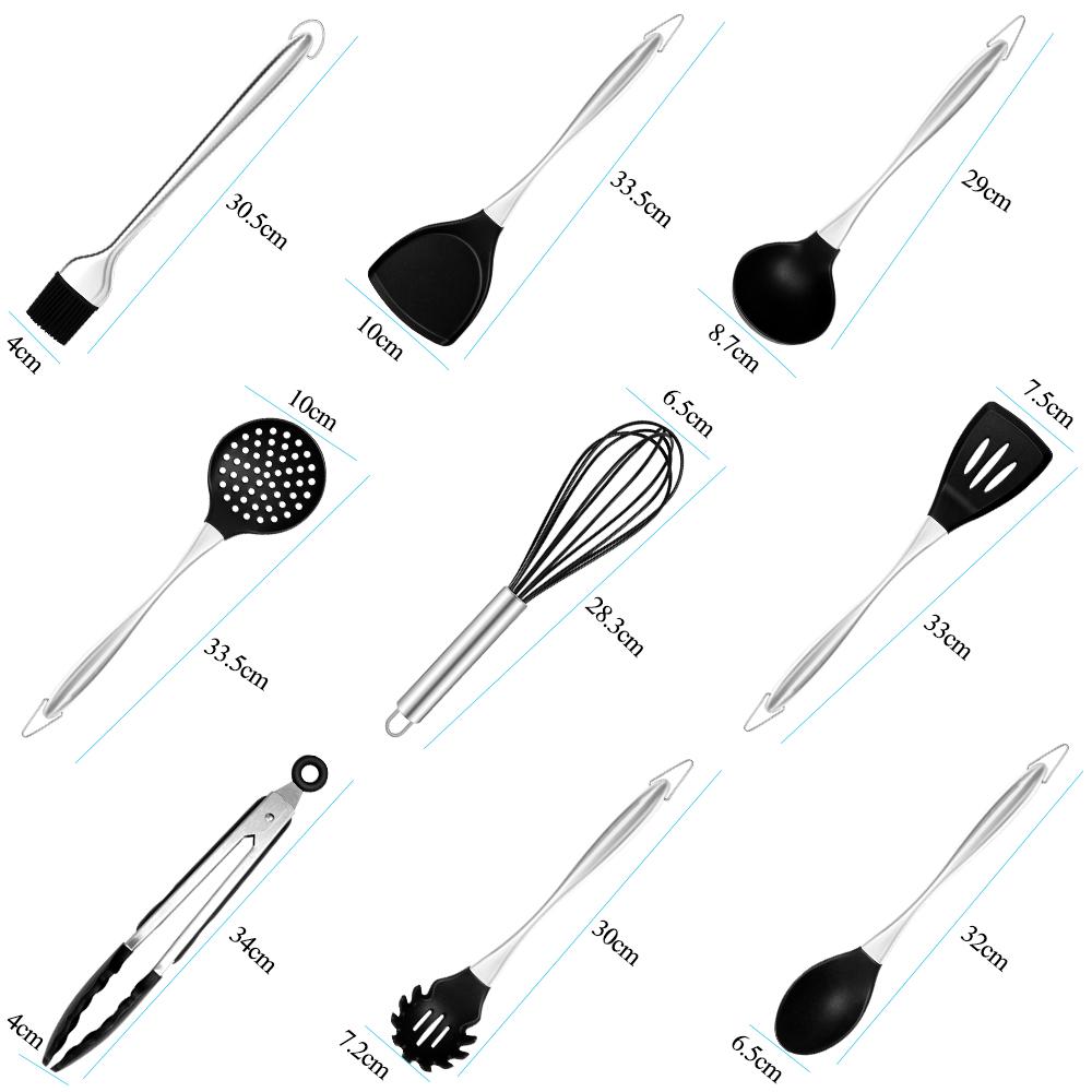 Ốp Nồi Nhà Bếp Bộ Dụng Cụ Nấu Ăn Bộ Tay Cầm Bằng Thép Không Gỉ Dụng Cụ Nướng Bánh Không Dính Thìa Đũa Đồ Dùng Nhà Bếp Turner