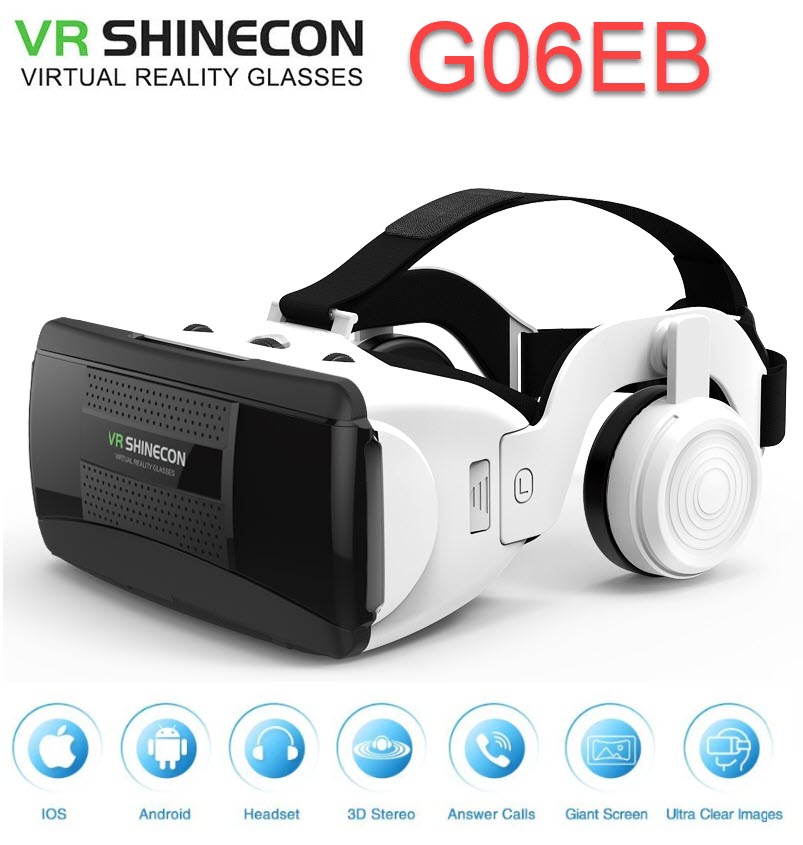 Kính Thực Tế Ảo 3D VR SHINECON 6 G06EB Android IOS - Dùng Cho Điện Thoại Từ 4.7 - 6.1 inches - Hàng Chính Hãng