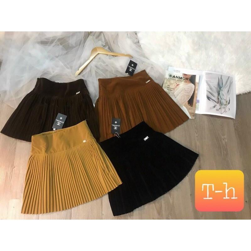 Chân váy nhung dập ly cạp to