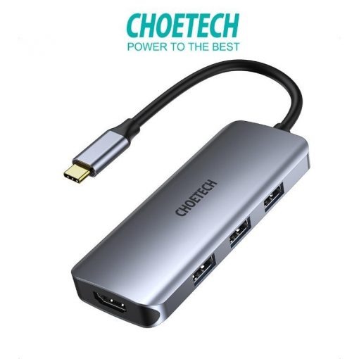Hub Chuyển Đổi 7 trong 1 Type C To HDMI 4K, Type C 100W, 3 USB 3.0, SD/TF CHOETECH HUB-M19 - Hàng Chính Hãng