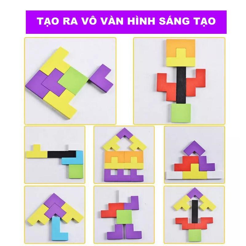 Đồ chơi xếp hình gỗ thông minh TUBITOYS,Tetris xếp gạch phát triển tư duy