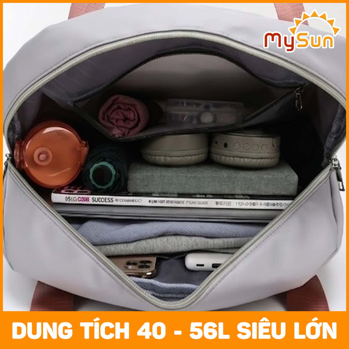 Túi du lịch 2 tầng cỡ lớn chống nước siêu nhẹ cho nam nữ chính hãng cao cấp MySun PINK