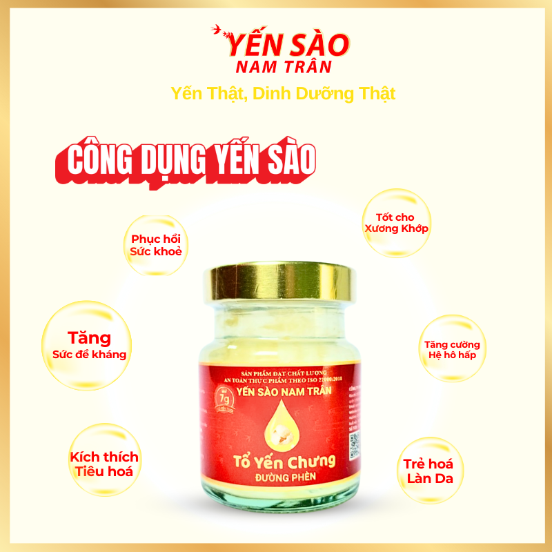 [Combo 2 Hộp] Yến Chưng Đường Phèn NAM TRÂN 7 gram Tổ Yến Tươi, Bồi bổ sức khoẻ. Hộp ( 6 lọ x 70 ml)