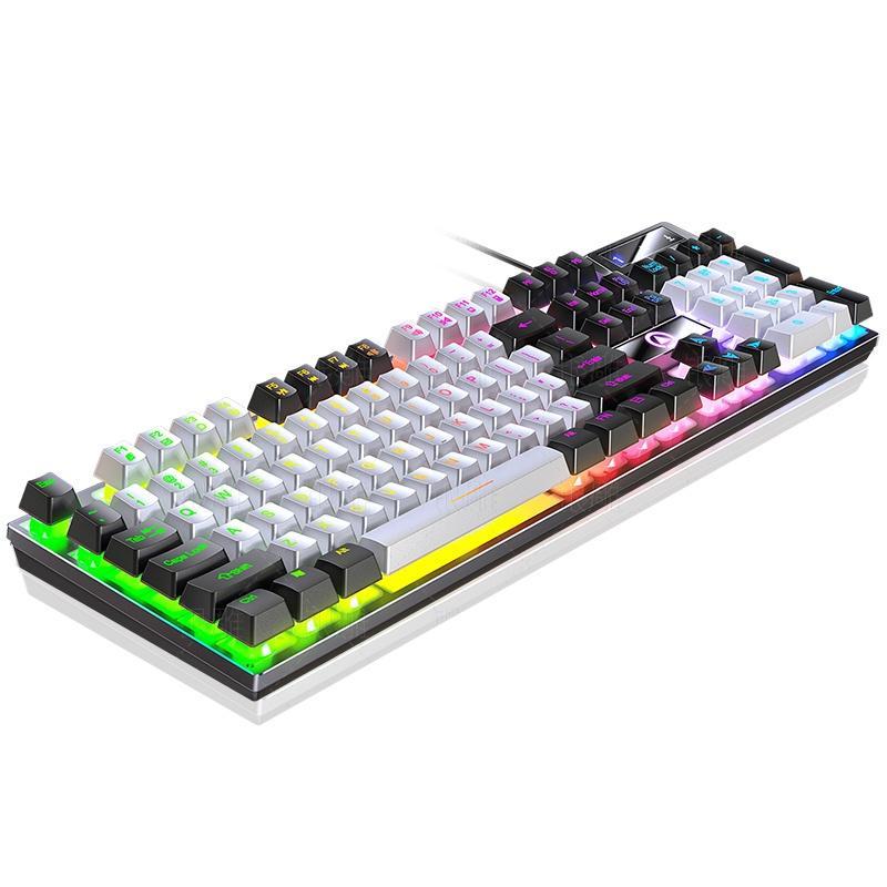 Bàn Phím Cơ Chơi Game Có Dây USB Màu Cầu Vồng Trắng Dành Cho PC