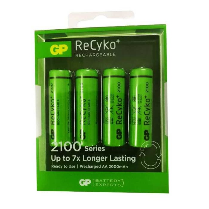 Vỉ 4 Viên Pin Sạc GP Recyko+ AA Dung Lượng 2100mAh GP210AAHCE-2GBAS4  - Hàng Chính Hãng