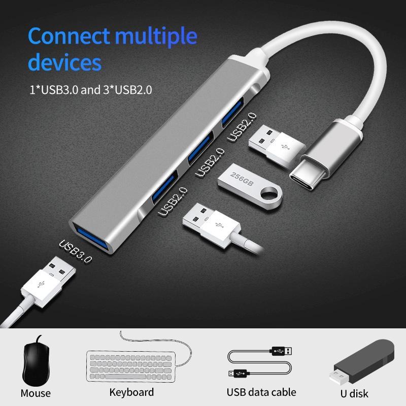 Bộ Chia 4 Cổng USB 3.0 Type C Tốc Độ Cao Cho Máy In OTG/PC