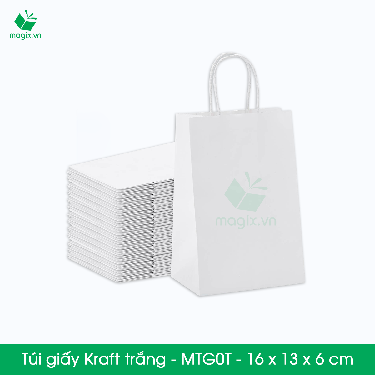 MTG0 MTG0T - 16x13x6 cm - Combo 100 túi giấy Kraft Nhật cao cấp