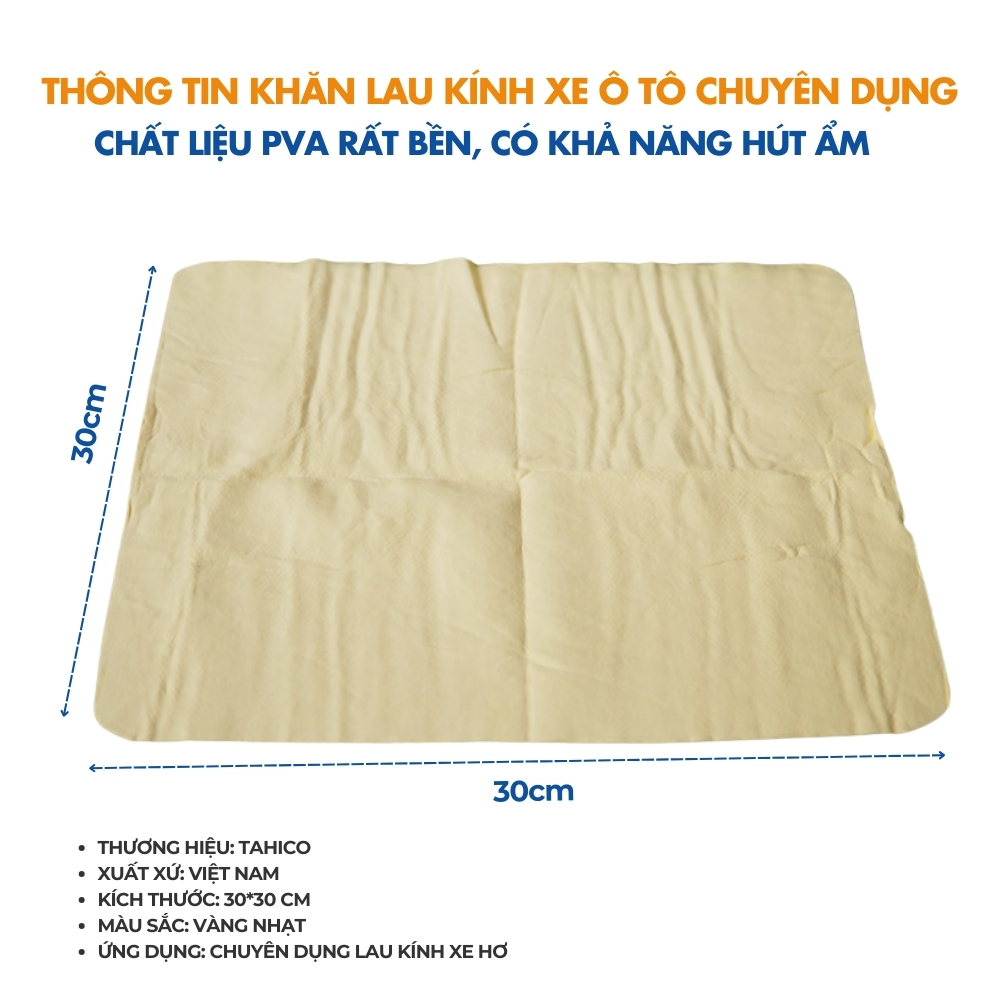 Khăn Lau Kính Xe Ô Tô Chuyên Dụng Thấm Hút Cực Nhanh TAHICO | Khăn Lau Kính Xe Ô Tô Chuyên Dụng Thấm Hút Tốt, Không Để Lại Sợi Lông, Không Gây Xước Kính
