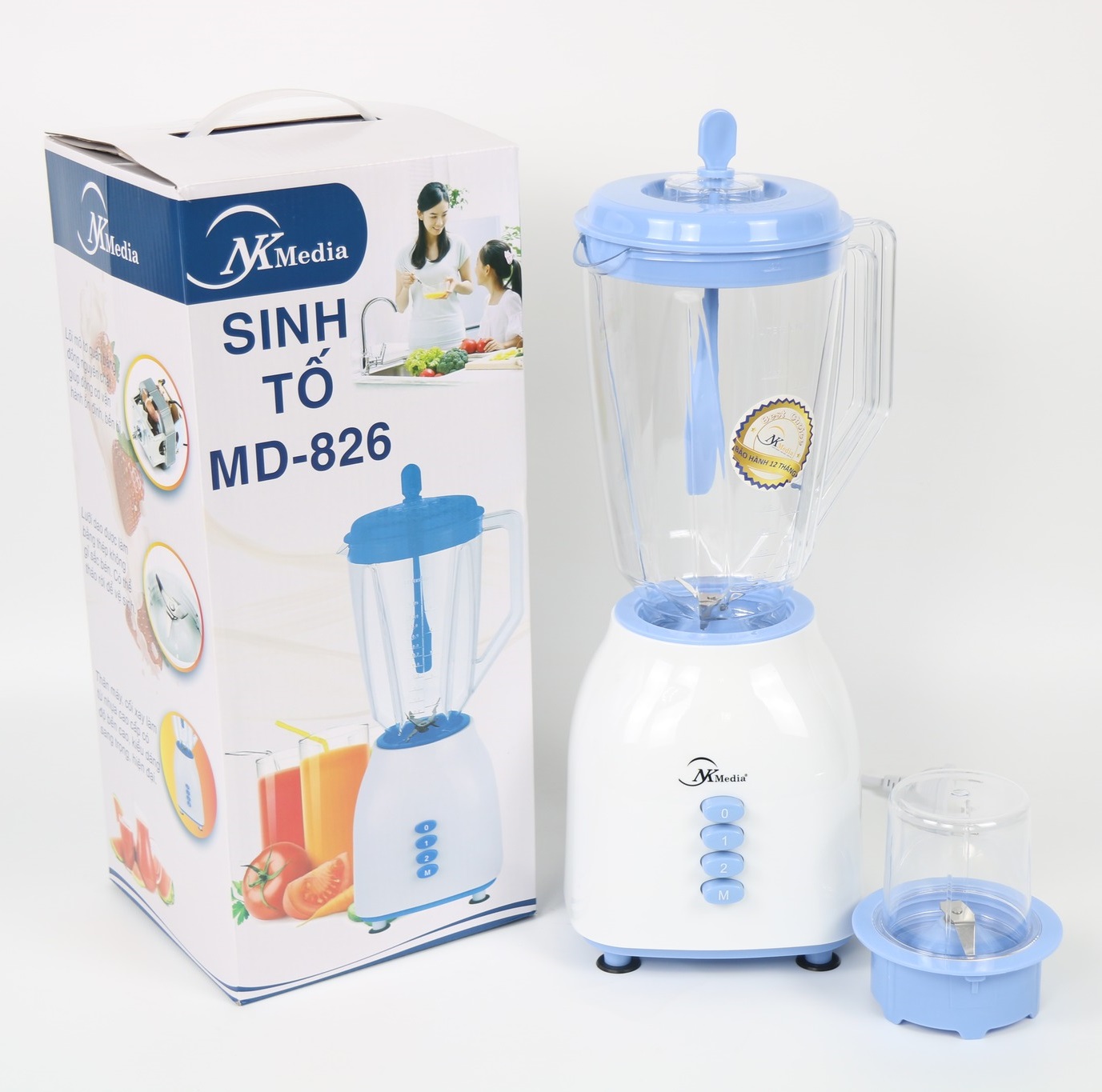 Máy Xay Sinh Tố 2 Cối Nhựa NK Media MD-826 - Màu Ngẫu Nhiên - Hàng Chính Hãng