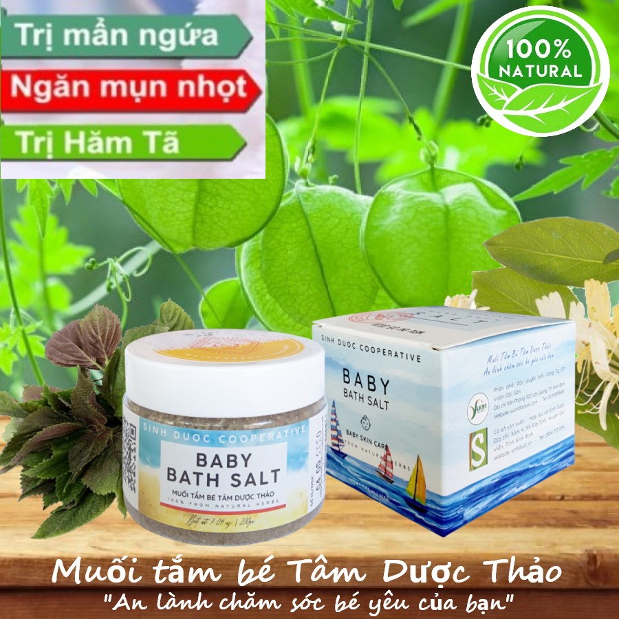 Muối tắm bé Sinh Dược Tâm Dược Thảo 200g - 100% tự nhiên giúp bé hết rôm rẩy, mẩn ngứa