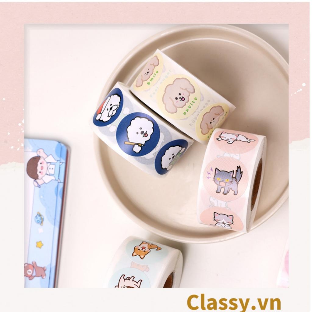 Cuộn 500 Sticker 2.5CM Thank you dán niêm phong túi giấy Classy , hộp bánh handmade, tem dán thiệp, hộp quà tặng Q686