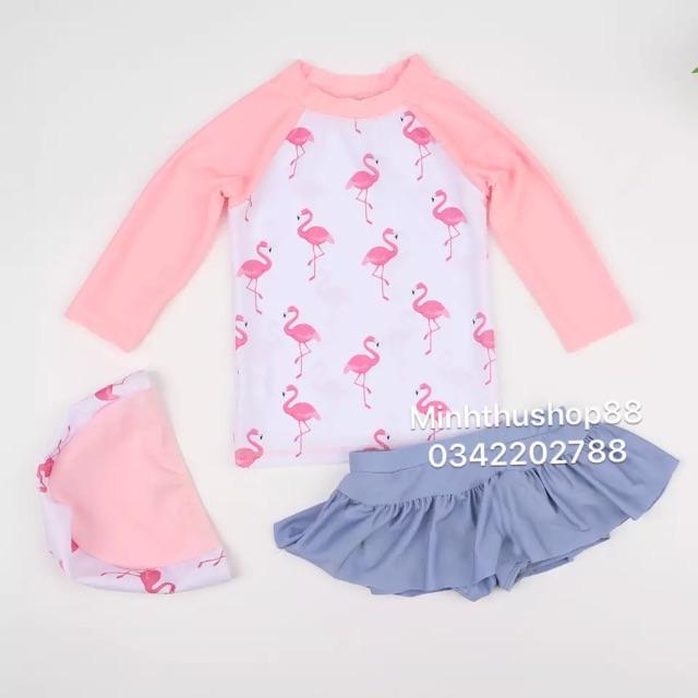 Bộ bơi dài tay chân váy cực xinh cho bé