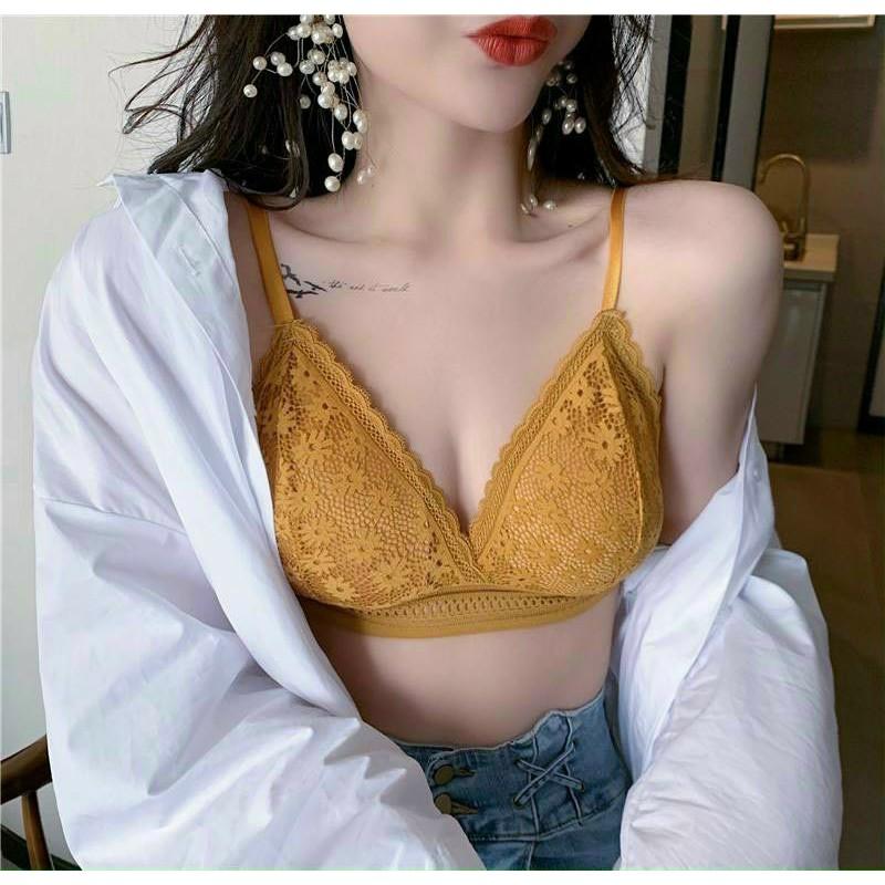 Áo Bra Ren Hoa Nhí Không Gọng Có Đệm Mút