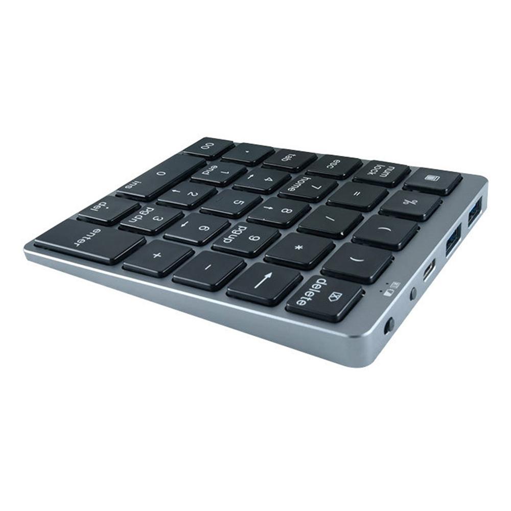 N970 28 Keys Wireless Numeric Keyboard Financial Accounting Office Keyboard BT+USB Dual-mode Connection