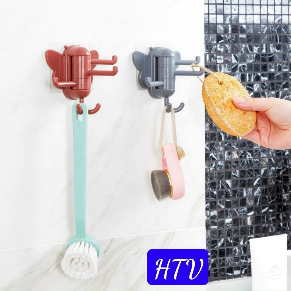 Móc treo đồ dán tường 4 nhánh, móc treo tiện lợi