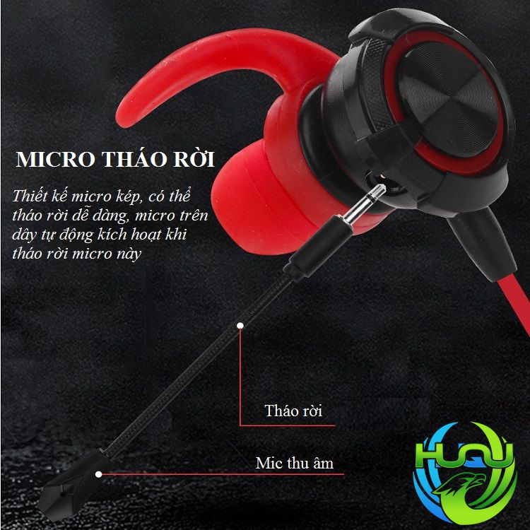 Tai Nghe Micro Tháo Rời Chân Cắm 3.5mm Huqu GM-01 - Hàng Chính Hãng