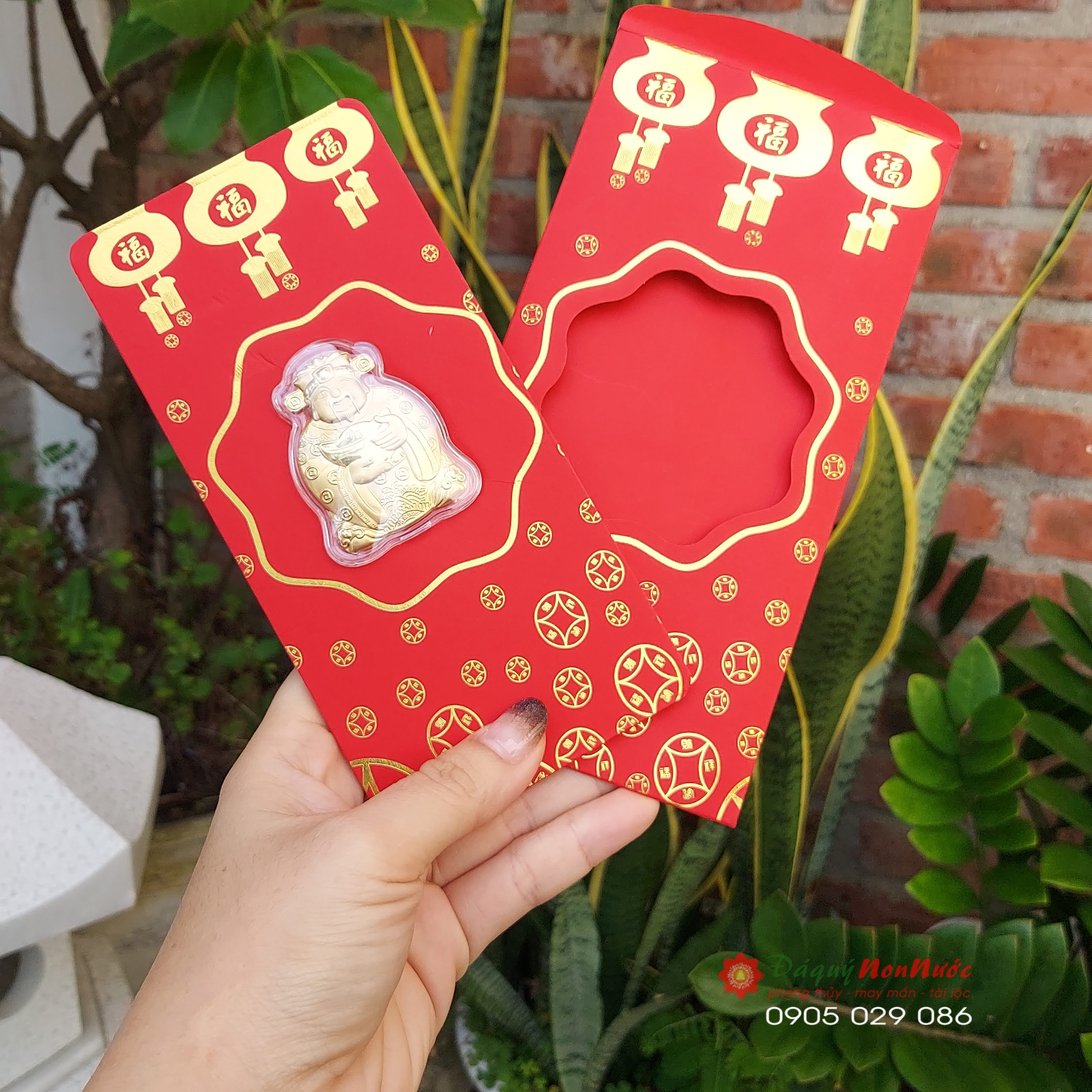 Bao lì xì Thần tài may mắn mạ vàng