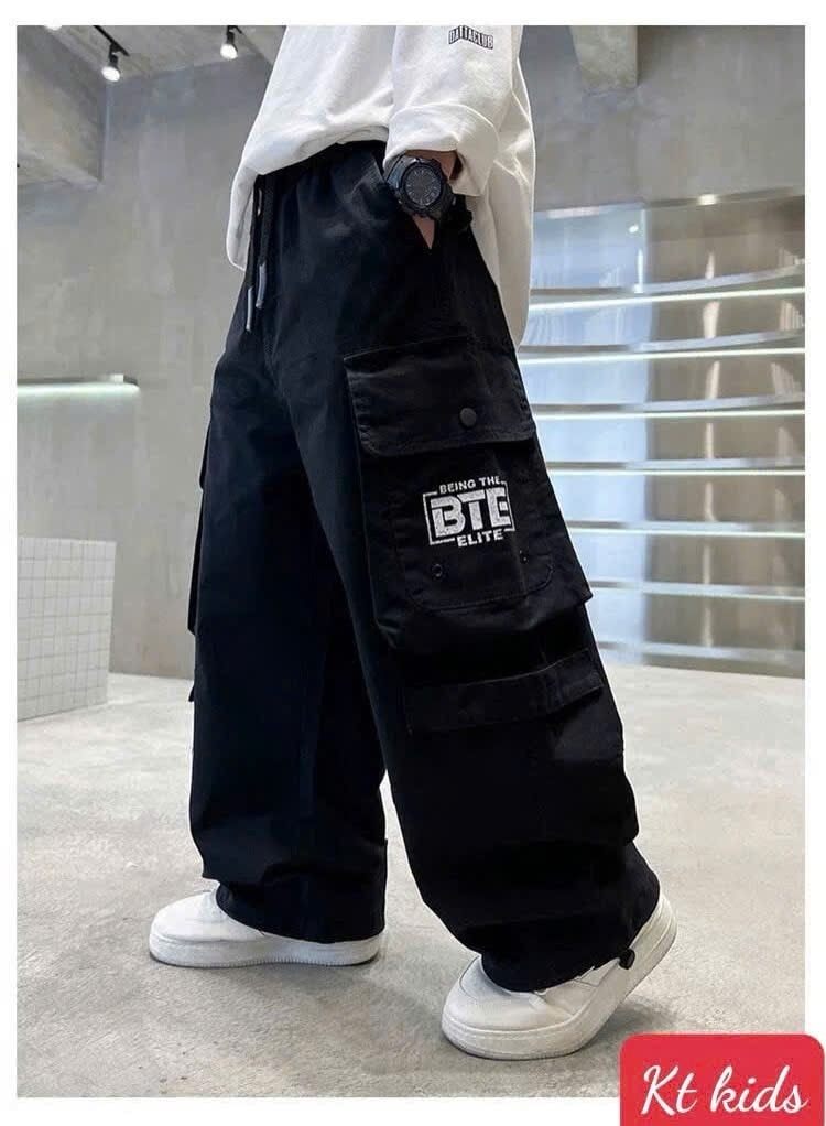 Quần dài túi hộp Jogger cho bé gái bé trai phối đồ đi chơi phong cách size 13-70kg chất kaki mềm mại