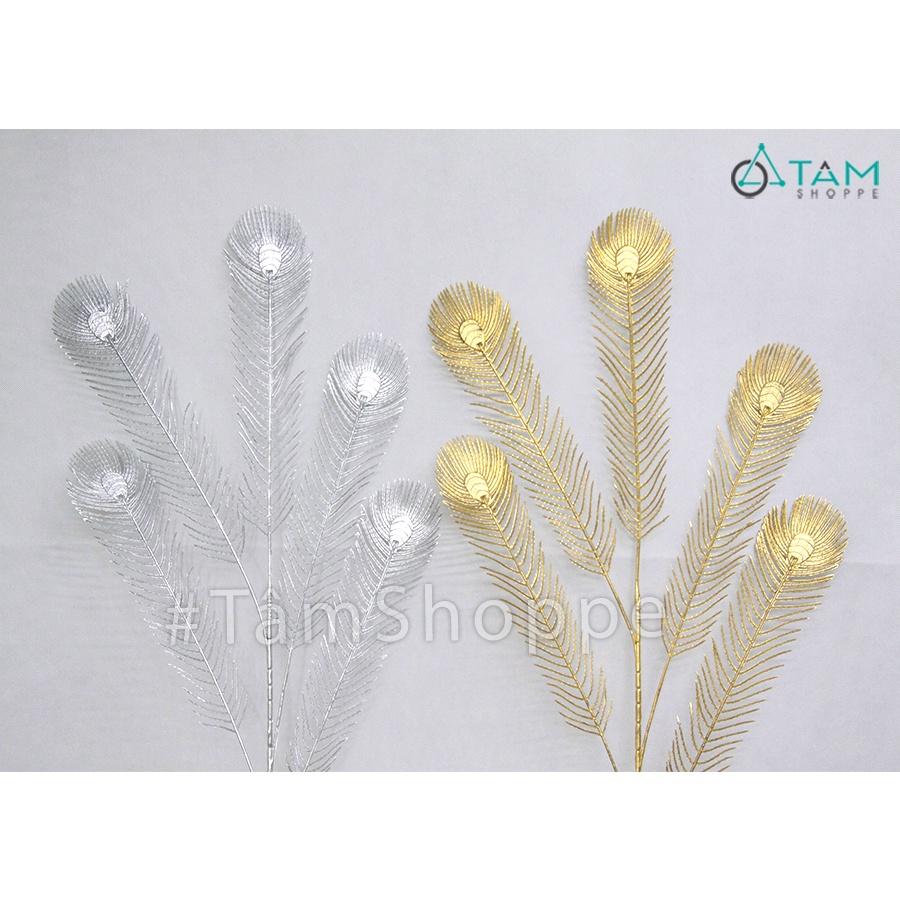 Cành lá lông công giả ánh kim CHG-118