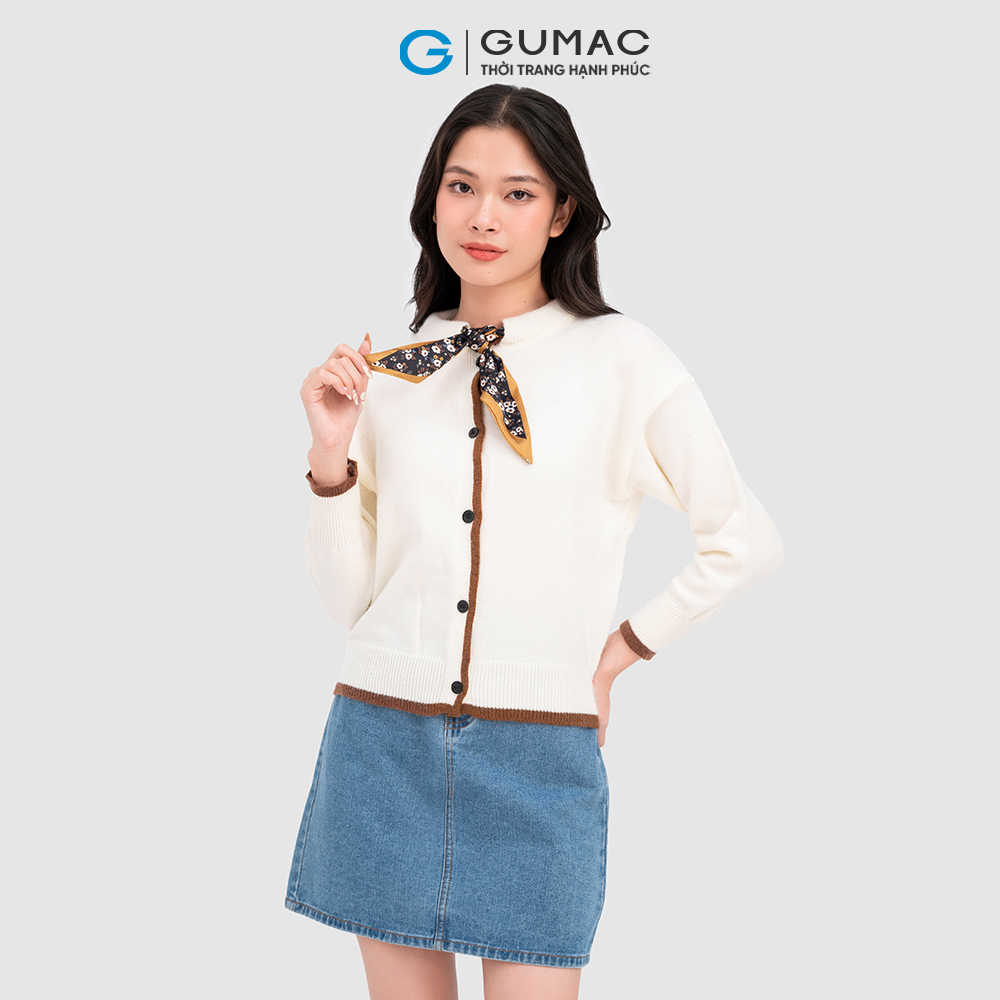 Áo len phối nơ cổ thời trang GUMAC AC11091