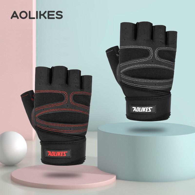 Găng tay tập gym chống trượt, bảo vệ cổ tay AOLIKES-109