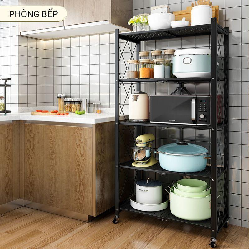 Kệ để đồ đa năng kệ gấp gọn 3/4/5 tầng cho nhà bếp, phòng ăn, phòng tắm