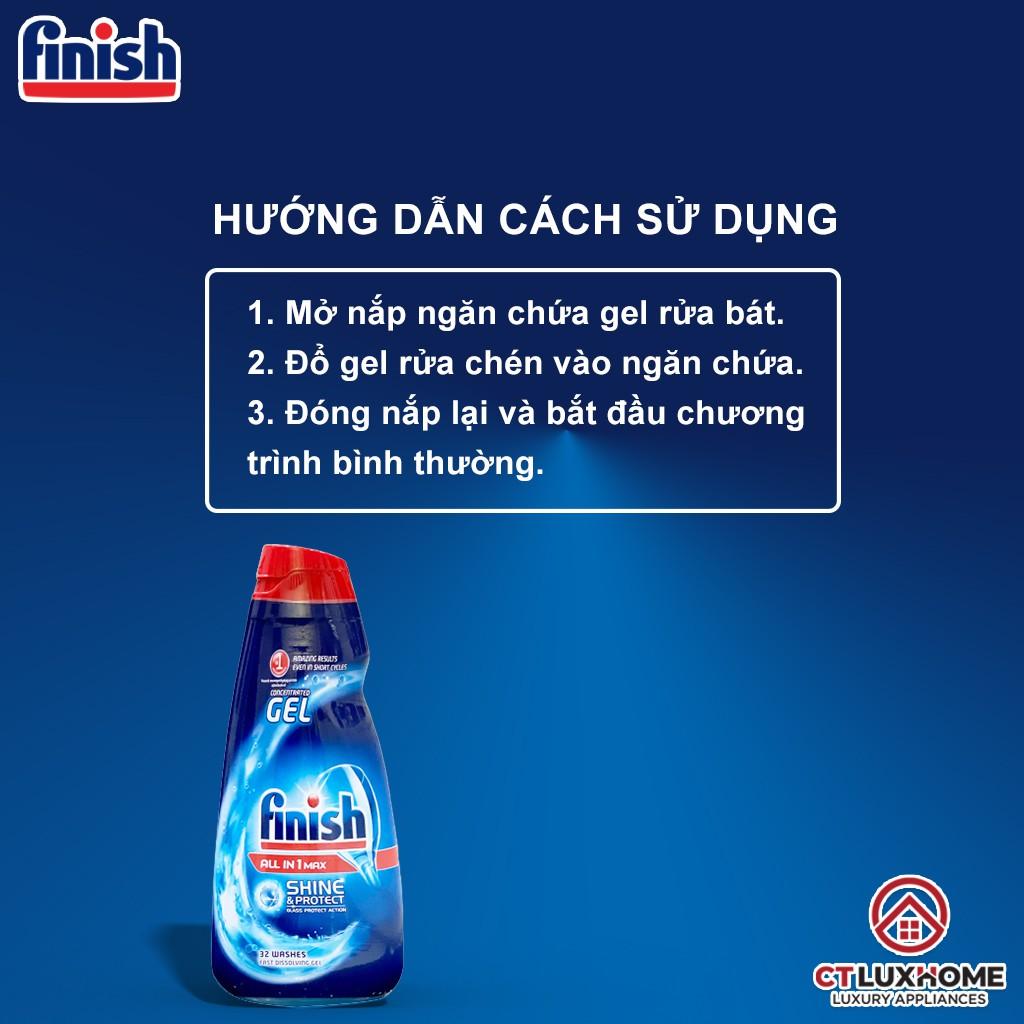 Gel rửa chén bát Finish All In One Max 650ml Shine &amp; Protect