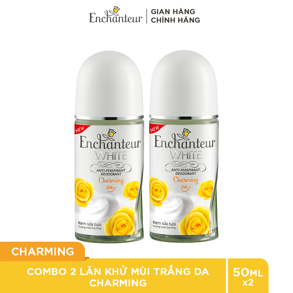 Combo 2 Lăn khử mùi trắng da Enchanteur Charming 50ml/ Chai