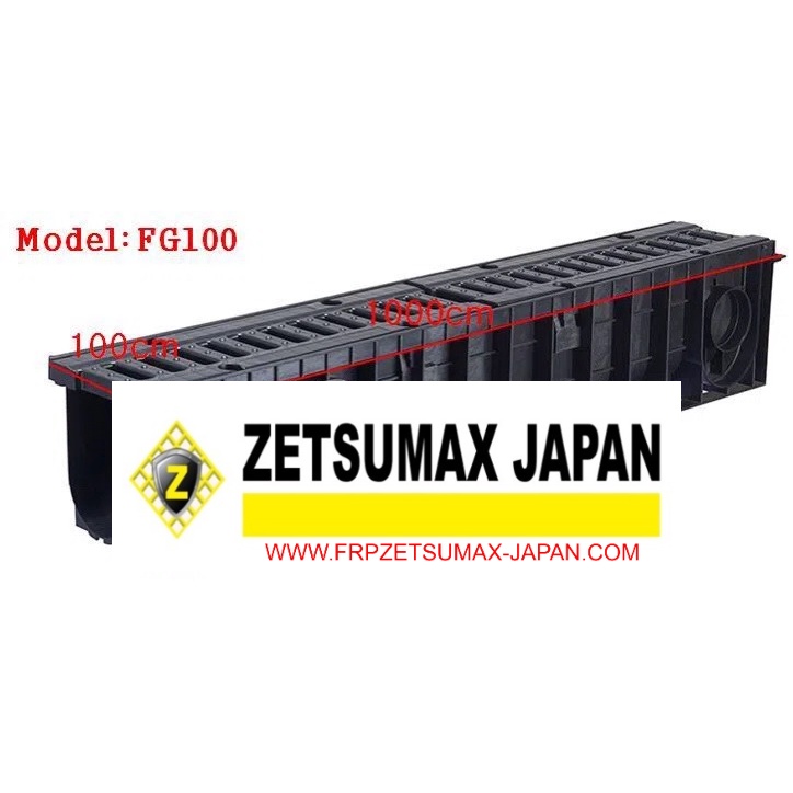 Rãnh Thoát Nước, Cống Thoát Nước Zetsumax -Japan Nhựa Hdpe Độ Bền Cao Chống Ăn Mòn Kích Thước (R)150 x (C)150 x (D)1000mm