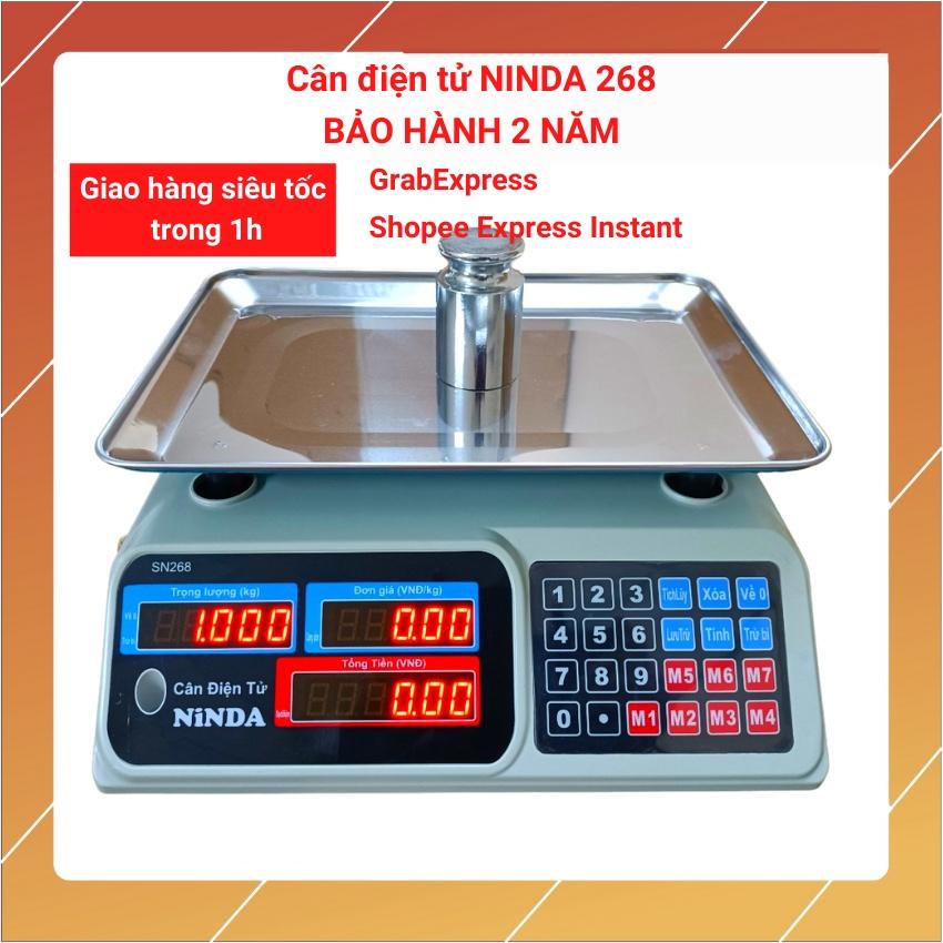 cân điện tử tính tiền bán hàng siêu thị, tạp hóa,hoa quả NINDA (SN268) 30Kg/5 được làm bằng thép không gỉ