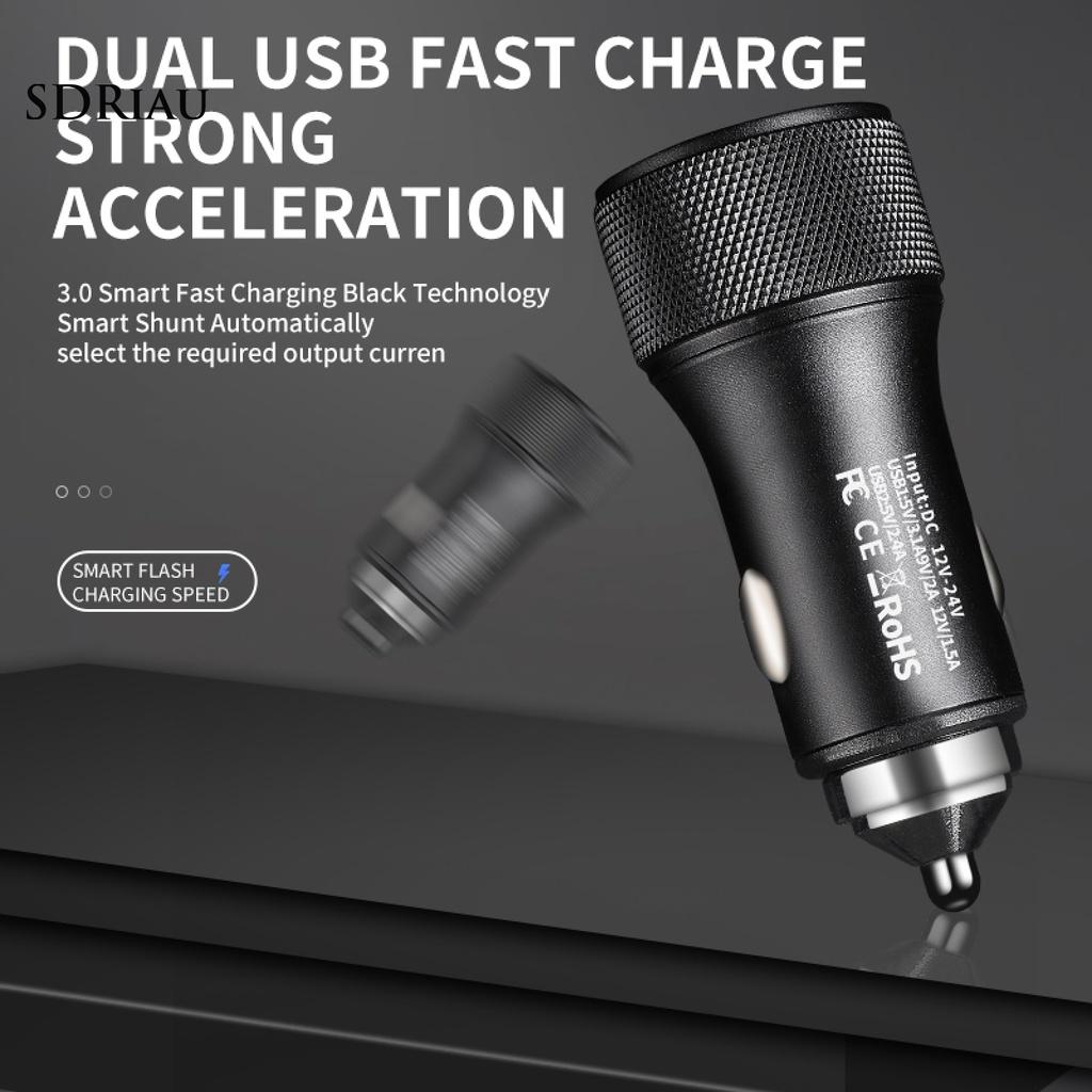 PEMG Lightweight USB Car Charger Quick Charge Dual USB Auto Charger Dual USB for Mobile Phone