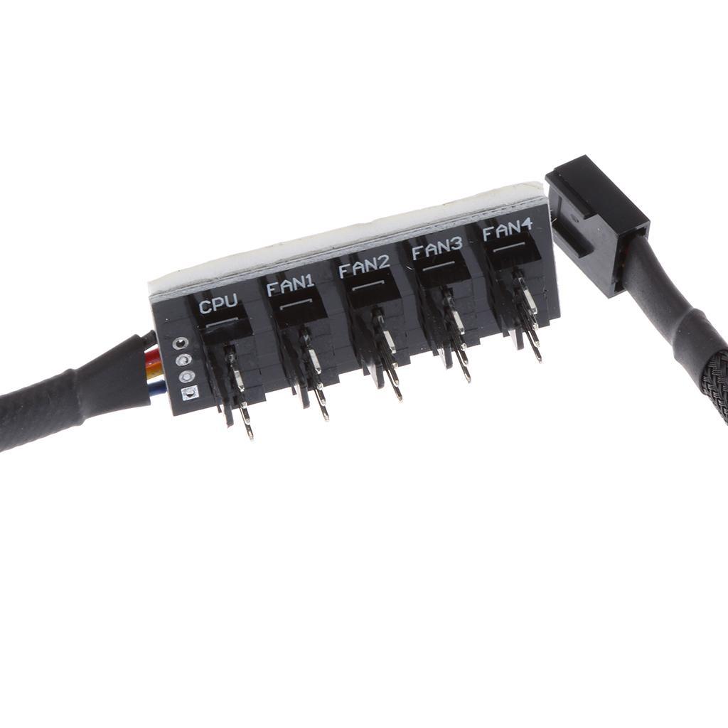 5 Way PWM Splitter Hub 4pin/3pin CPU Computer Fan Black Sleeved 12V