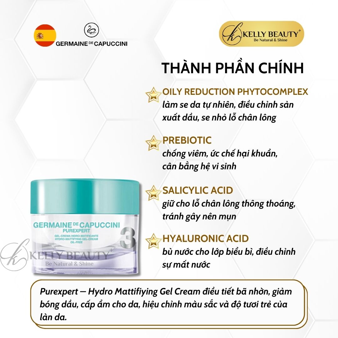 Kem Dưỡng Cho Da Dầu Mụn Germaine PUREXPERT Hydro Mattifiying Gel Cream | Kelly Beauty