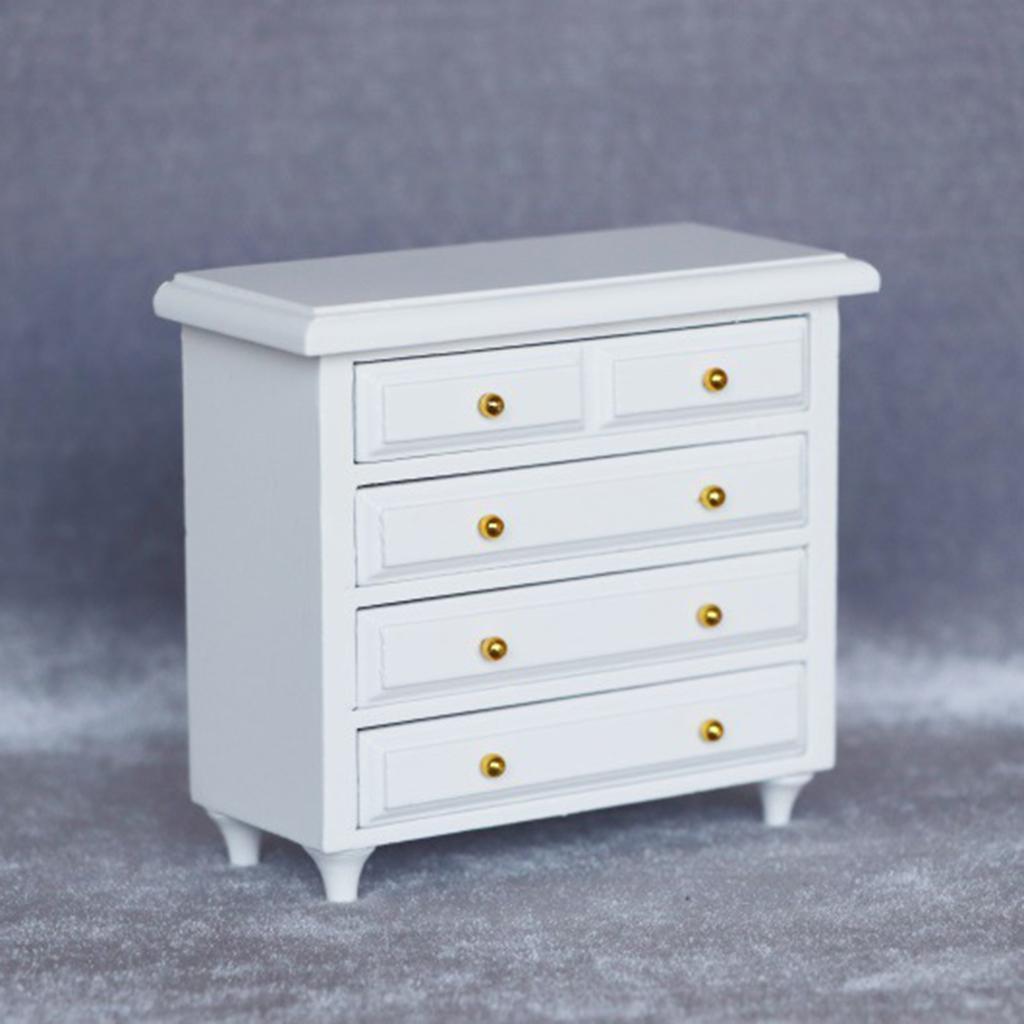 1:12 Miniature Doll Furniture Wooden Bedroom Dollhouse Bedside Cabinet