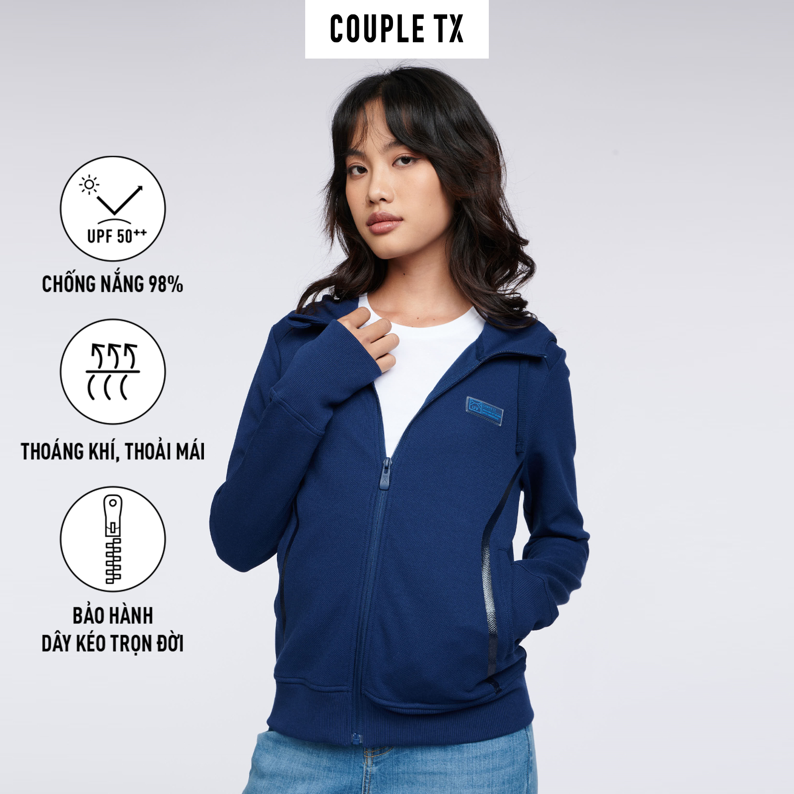 COUPLE TX - Áo Khoác Nữ UV Gân Lưới WOK 2028