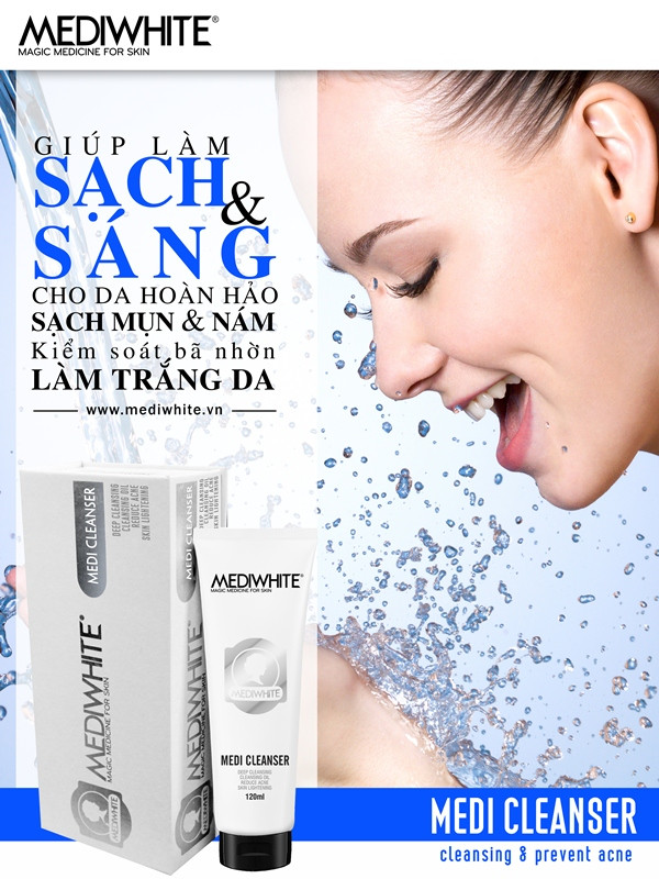 Sữa rửa mặt y học trị mụn làm trắng da Medi Cleanser