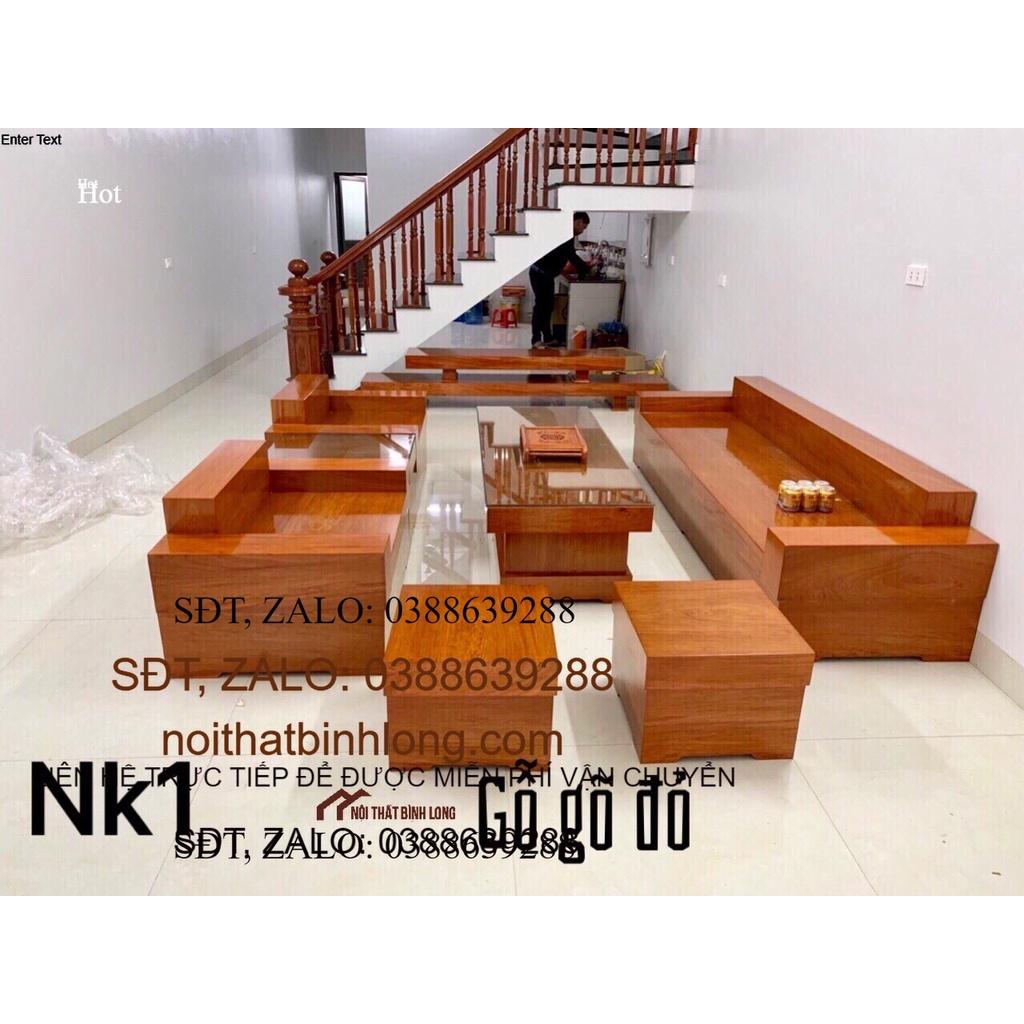 Bàn ghế nguyên khối đóng hộp gỗ gõ đỏ
