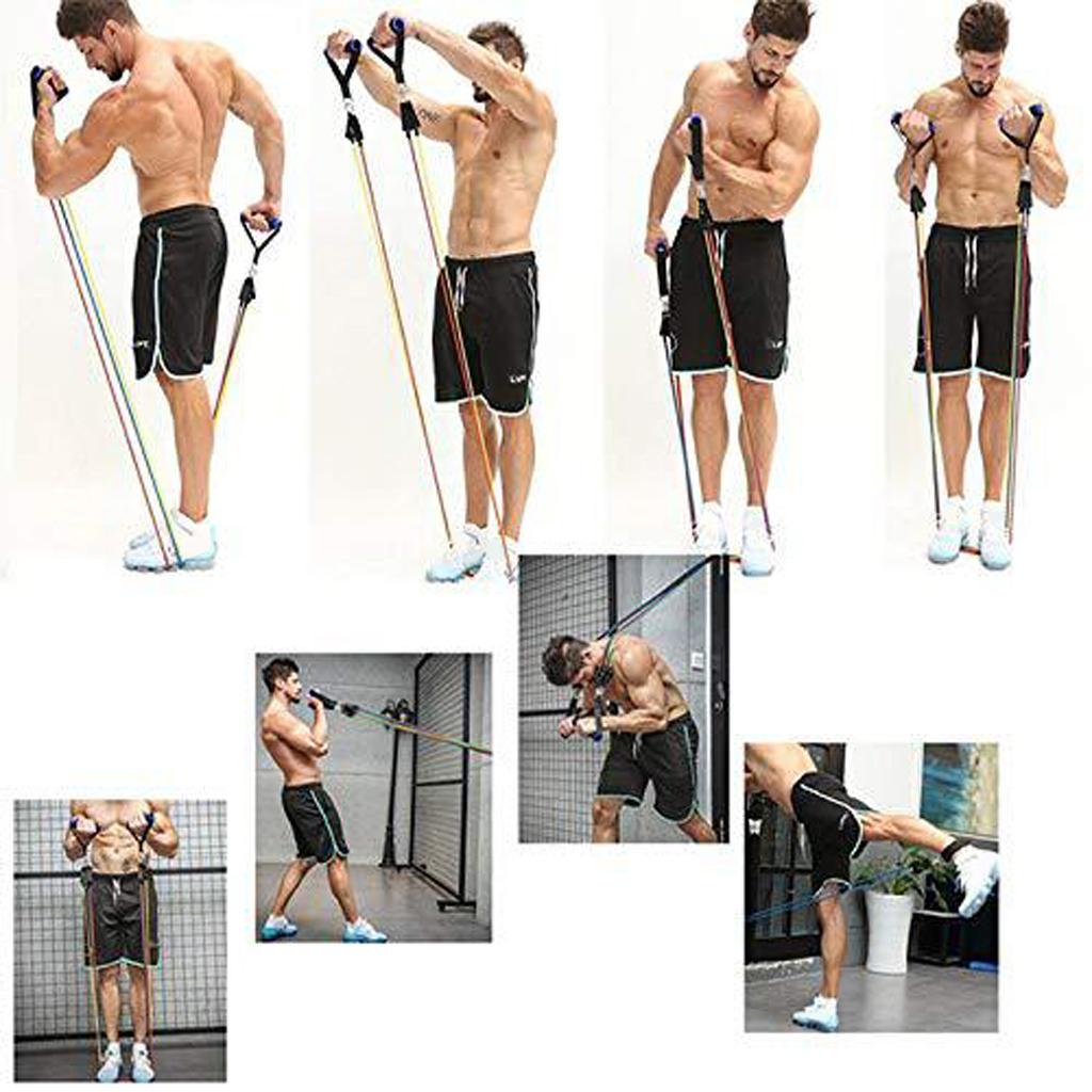 11 Pieces Resistance Bands Set with Foam Handles Workout Bands Gym Yoga Kit
