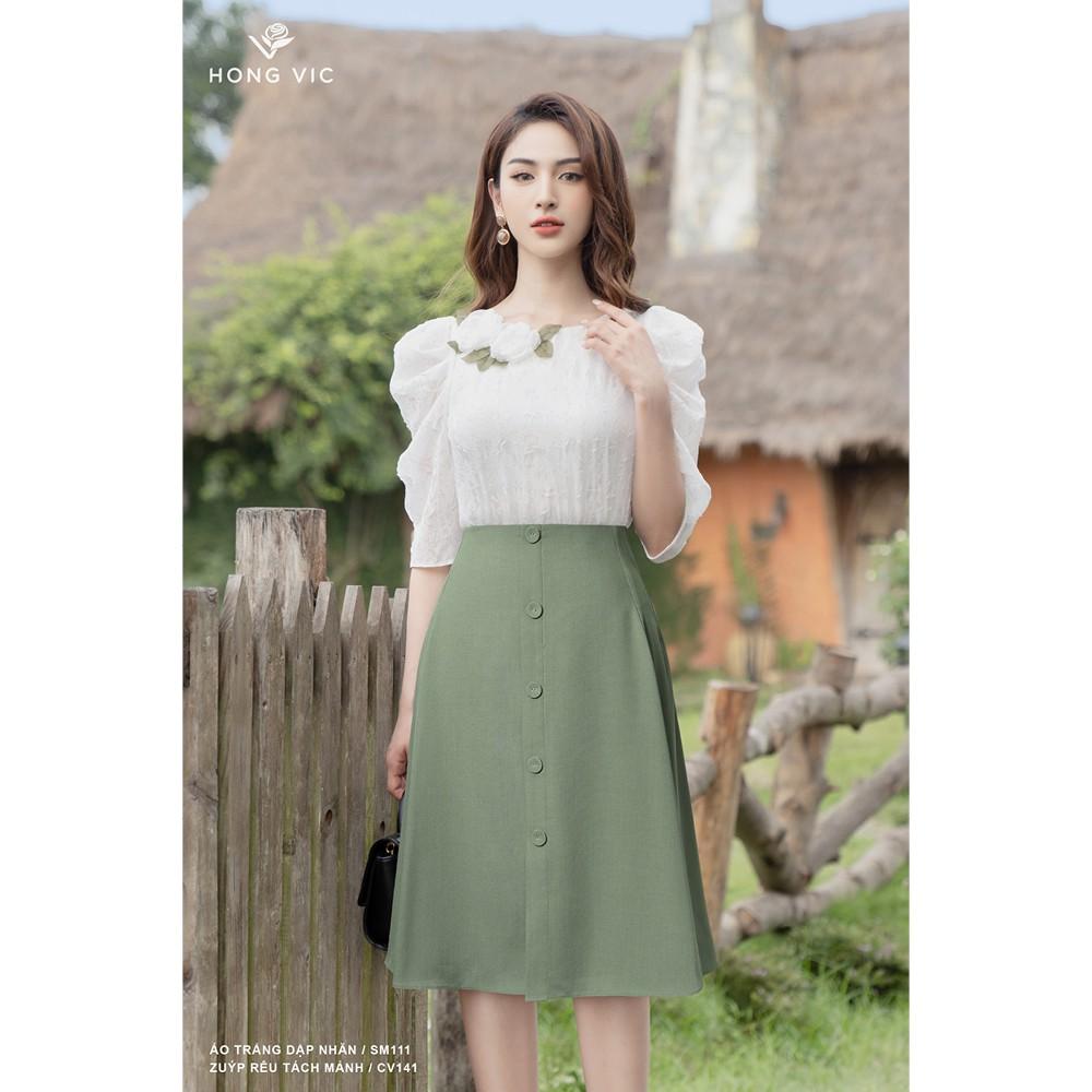 Chân váy nữ Hongvic rêu tách mảnh CV141