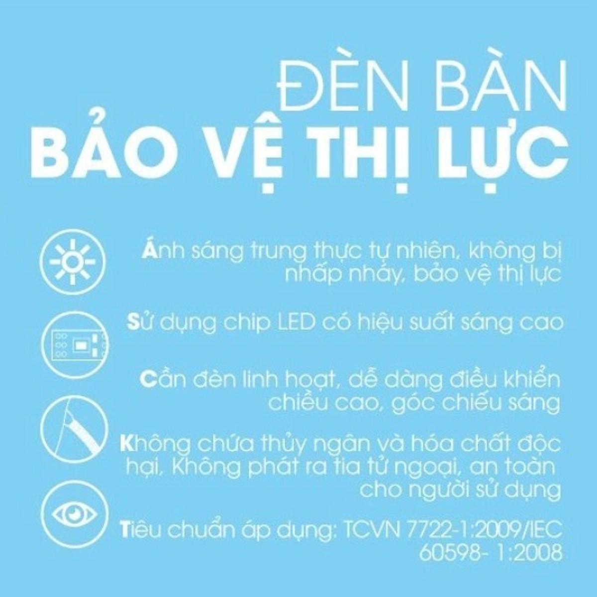 Đèn bàn (đèn học chống cận) LED 5W Rạng Đông - Ánh sáng Trắng