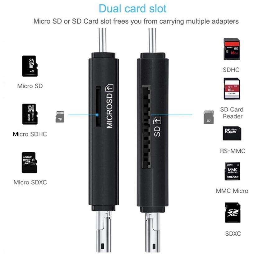 Đầu đọc thẻ SD GOOJODOQ 2 trong 1 chuyển đổi từ Micro USB OTG sang USB2.0